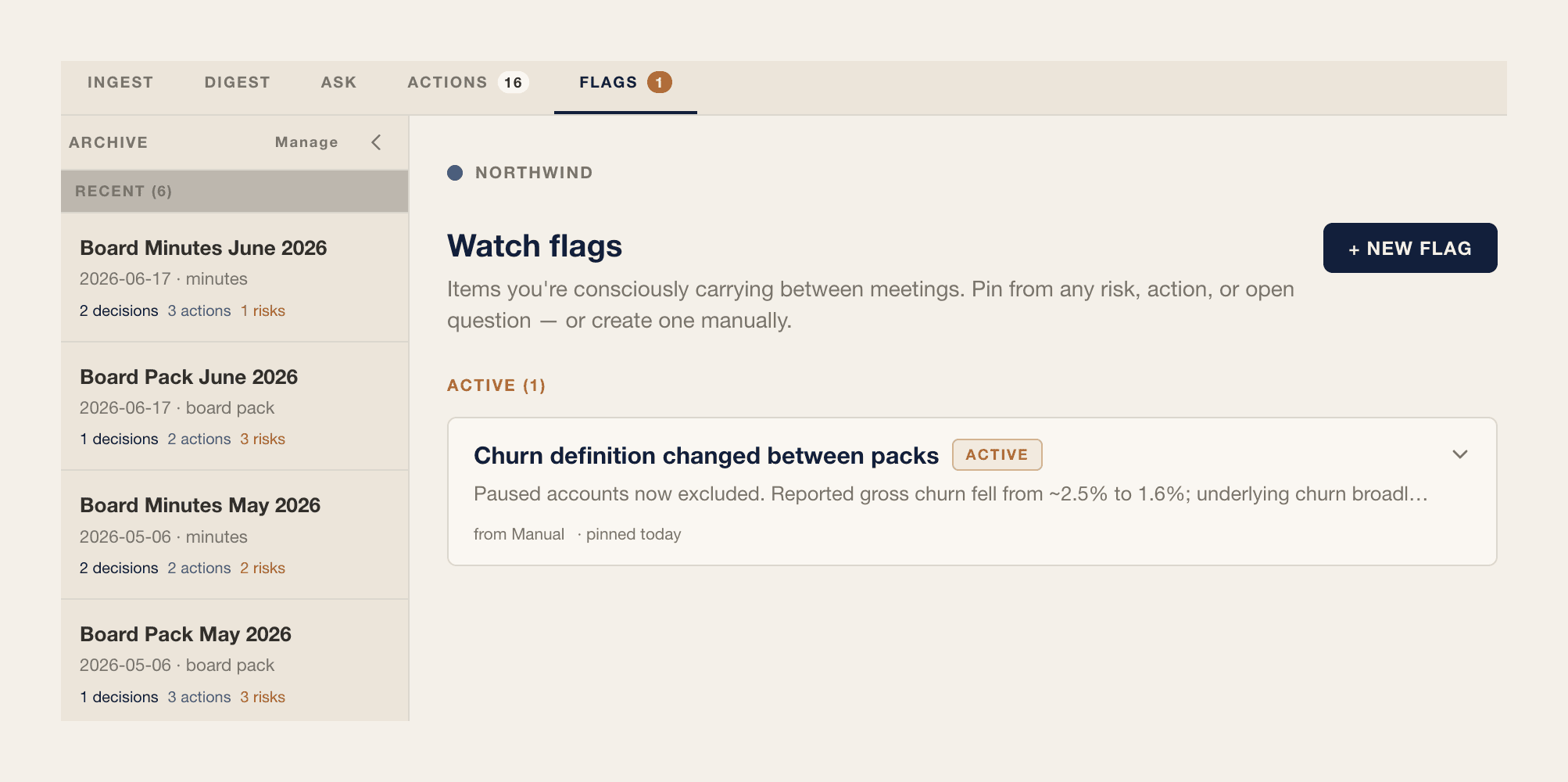 A Quorums watch flag: the board’s churn definition changing between packs